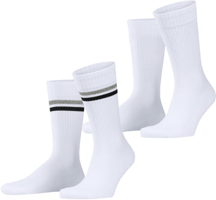 Esprit Tennis Stripe 2-Pack gedessineerd katoen multipack sokken heren wit - maat 43-46