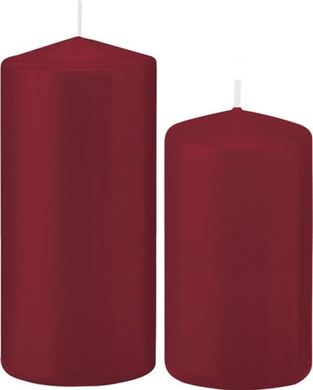 Trend Candles - Stompkaarsen set 4x stuks bordeaux rood 12 en 15 cm
