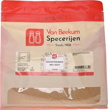 Van Beekum Specerijen - Gehaktkruiden Met Zout - 1 KG (hersluitbare stazak)