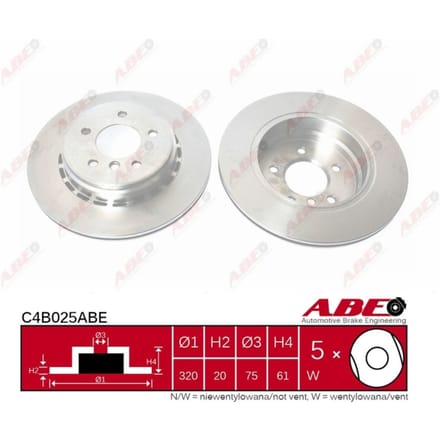 Remschijf ABE C4B025 achter, geventileerd, sterk gecarboniseerd, 1 Stuk