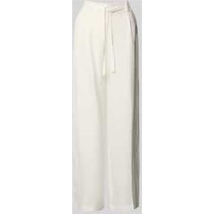 Wide leg broek van linnenmix met riem