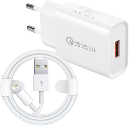 USB-oplader - Quick Charge 3.0 - snellader - netadapter - 3A USB-stekker - 1 Meter kabel