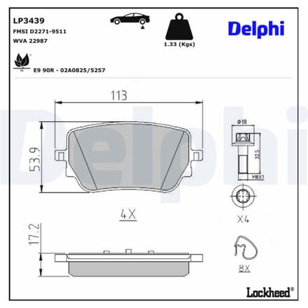 Remblokkenset, schijfrem DELPHI LP3439