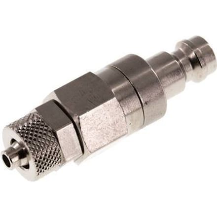 Vernikkeld Messing DN 5 Luchtkoppeling Insteeknippel 4x6 mm Push-On Double Shut-Off - CLP5-N-BN-SV-4