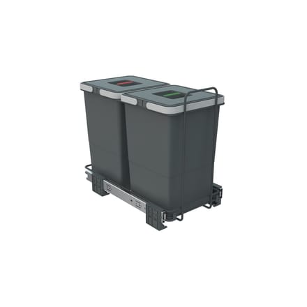 ECOFIL Afvalbak 12+12L met deksel; volledig uittrekbaar; bodembevestiging vanaf kastbreedte 30cm