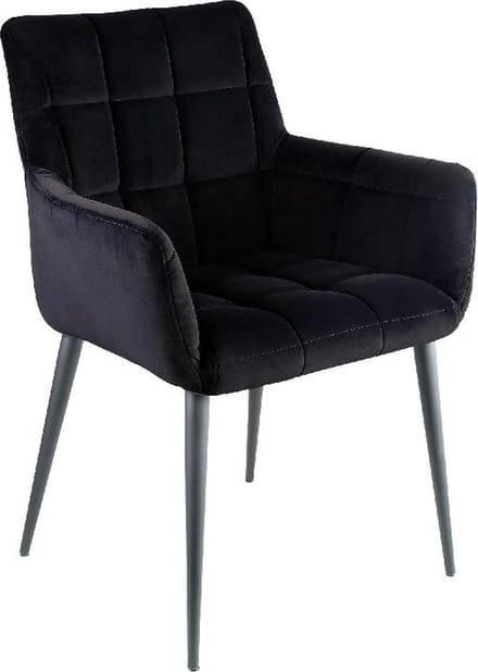 PTMD Flair velvet stoel met armleuning zwart