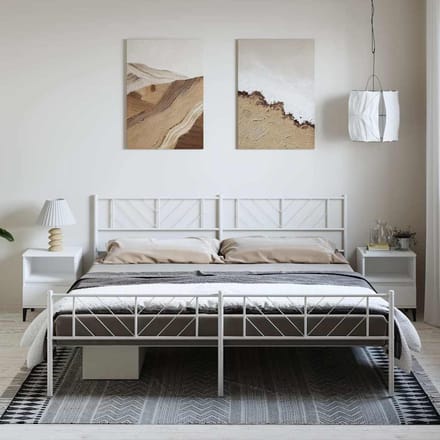 vidaXL - Bedframe - met - hoofd- - en - voeteneinde - metaal - wit - 193x203 - cm