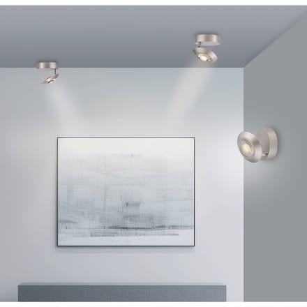 LED plafondlamp PURE Oculis, zilverkleurig, Ø 15 cm, ijzer/glas