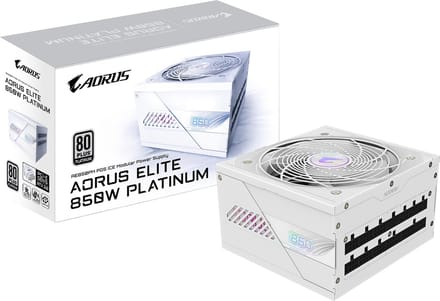 GIGABYTE AORUS ELITE P850W ICE Voeding - 850 Watt - 120 mm - ATX 3.0 - 80 Plus 80 PLUS Platinum