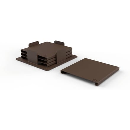 Onderzetters | Klein | Vierkant | Hittebestendig | Gepoedercoat | Metaal | Aluminium | 4 Pack | Bruin
