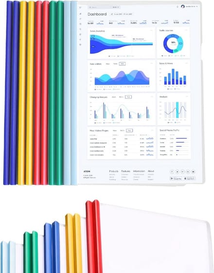 10x A4 Bladmap Schuifmap Transparant - Documentenmap Capaciteit 100 Vellen voor School en Kantoor