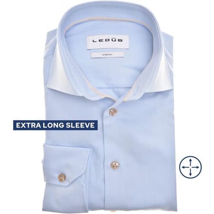 Ledûb Overhemd 4-Way Stretch Mouwlengte 7 Licht Blauw / male