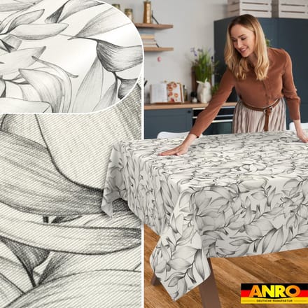 ANRO Tafelkleed Effen structuur Grijs 140cm x 5m Rechte rand Afwasbaar Waterafstotend