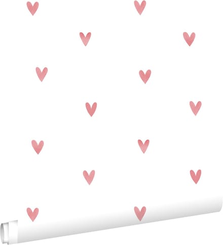 ESTAhome behang hartjes wit en roze - 50 x 900 cm - 131630