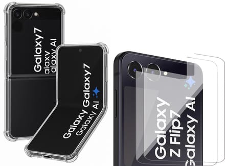 Hoesje geschikt voor Samsung Galaxy Z Flip 7 - 2x Screenprotector Glas - Shockproof Transparant