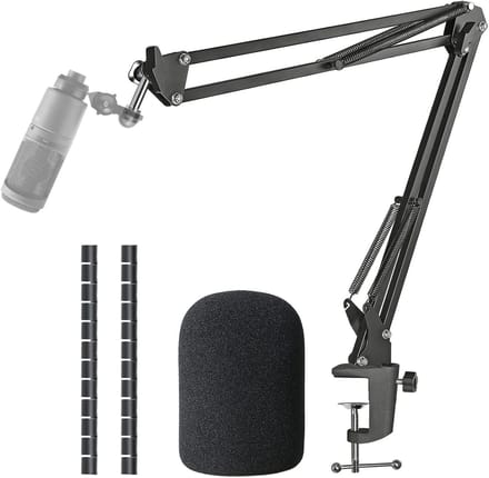 Microfoonarm met Popfilter voor AT2020 en AT2020V USB Microfoon - Verstelbare Microfoonstandaard met Kabelbescherming en Geluidsisolatie