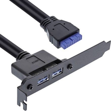 InLine® Slot-beugel 2x USB 3.2 Gen.1 A-vrouwelijk / interne moederbordst. 0,5 m