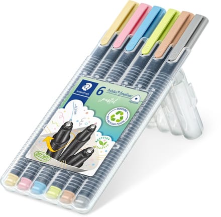 STAEDTLER triplus fineliner - Box met 6 pastel kleuren