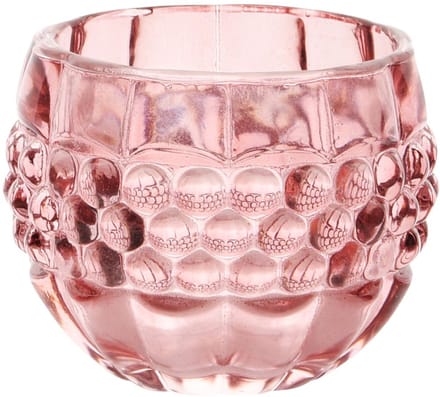 Dekoratief | Theelichthouder 'Bulbs', roze/transparant, glas, 8x8x6cm | A255983