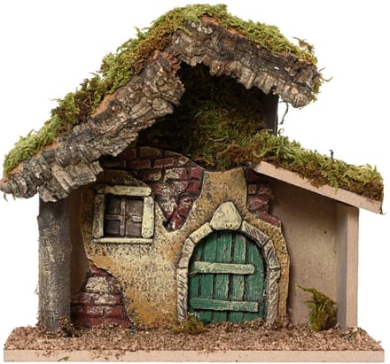 Decoris Lege kerststal – 23 x 11 x 21 cm – hout/mos – zonder beelden - kerststalletjes