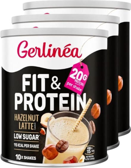 Gerlinéa | Fit & Protein Shake | Hazelnut Latte | 3 stuks | 3 x 340g