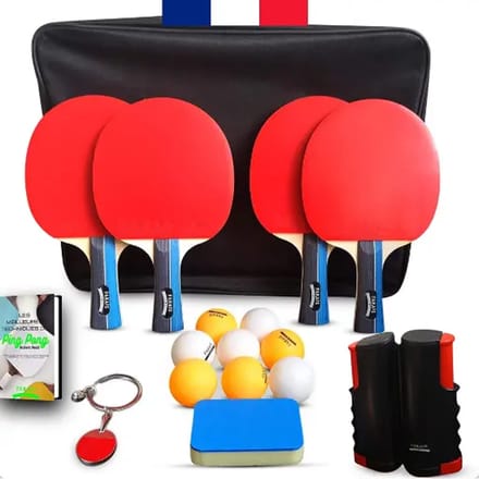Professionele tafeltennisbat + ballen + opvouwbaar net Fakais