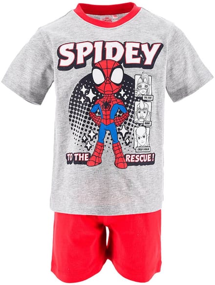 Spiderman Shortama - Maat 92 - Grijs met rood - Spidey - Pyjama - Katoen