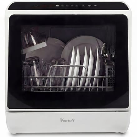 Ventux® Mini Vaatwasser Incl. App – Afwasmachine – 5 Programma’s – 900 Watt – 42,5 x 42,8 x 45,8 cm - Wit