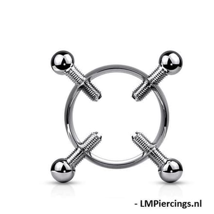 Fake tepelpiercing klem met 4 schroeven - LMPiercings