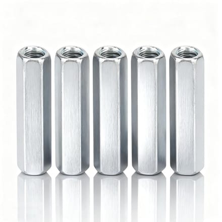 Set van 5 Lange Hex Moeren voor Coupling, Gegalvaniseerd Staal, M6 x 40, Duurzaam en Sterk
