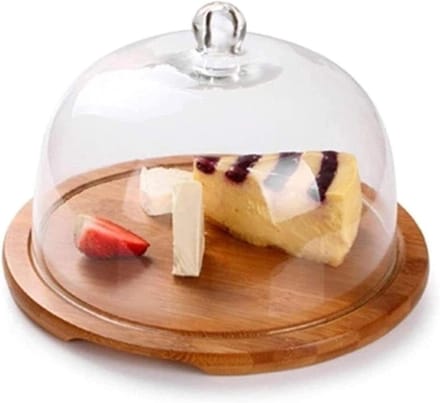 Dessert Plate - Cake Stand - Party Serving - Wood Glass - 30 cm - Brown