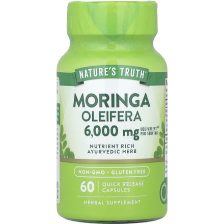 Nature's Truth, Moringa Oleifera, 6 000 mg, 60 gélules à libération rapide (3 000 mg par capsule)