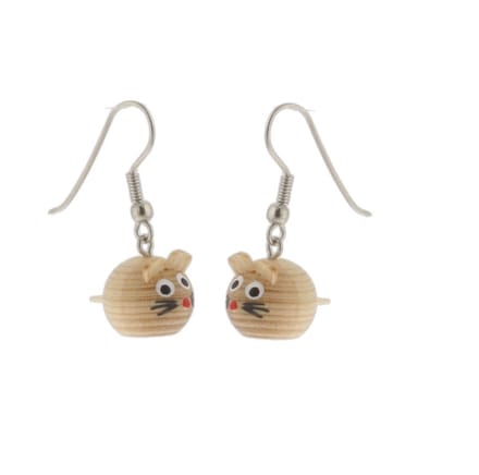 Behave Oorbellen - oorhangers - hout - muis - 3 cm