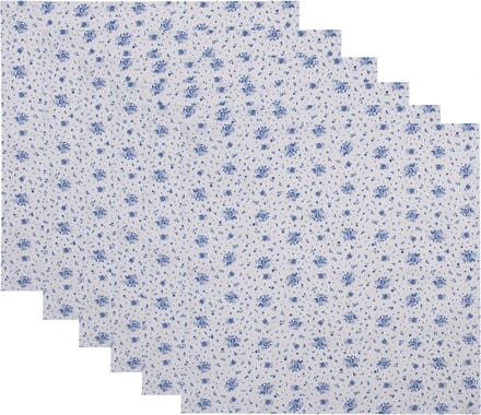 Clayre & Eef Servetten Katoen Set van 6 40x40 cm Wit Blauw Katoen Roosjes