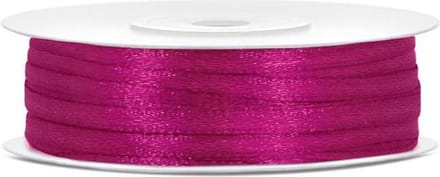 PartyDeco - Satijn lint fuchsia 3mm/rol 50m