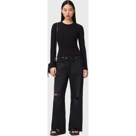 AllSaints Elena Ls Tee Black Taglia: XS | Maglie a manica lunga Outlet | Donna | Nero