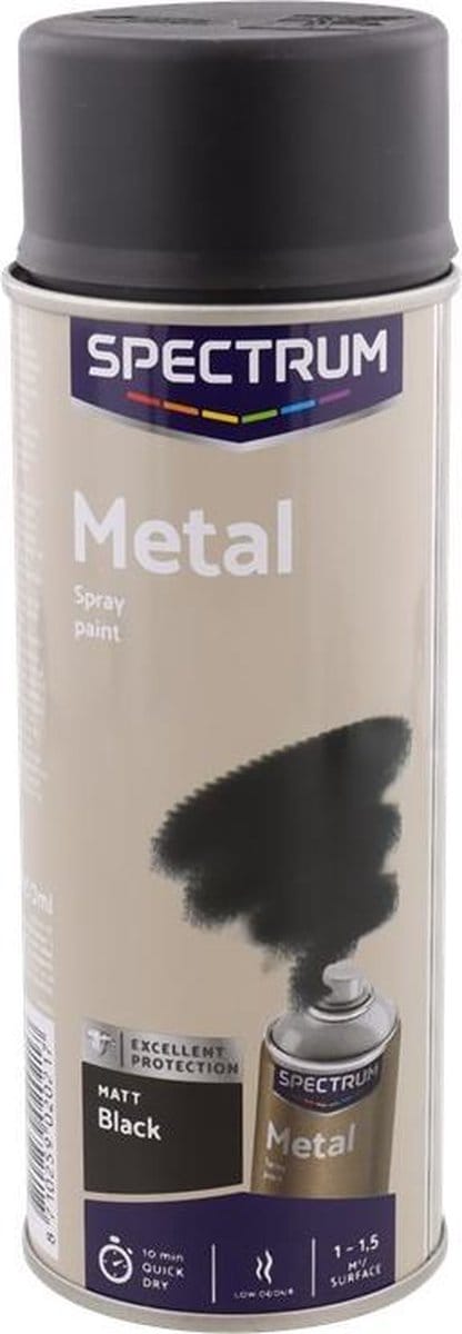 Spectrum matte metaal-spuitverf | Sneldrogend | Metal Matt Black | 400ml