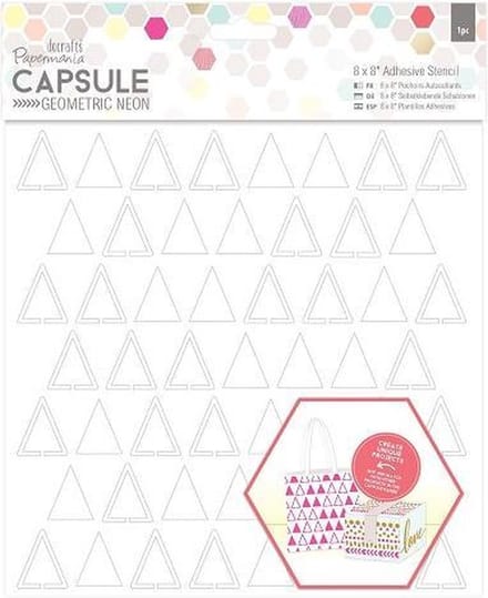 Papermania: Capsule - Geometric Neon - 8 x 8 Adhesive Stencil (1pc) - Triangles (PMA 503271)