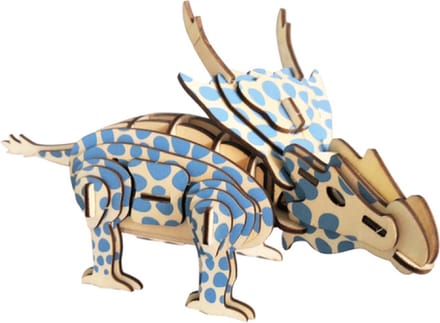 Bouwpakket 3D Puzzel Achelousaurus Dino Dinosaurus van hout- gekleurd