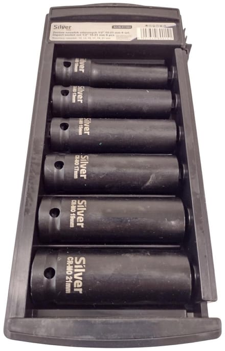 Silver - Lang Impact Dopsleutel Set - 1/2" - 6 Stuks - Gehard Staal