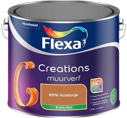 Flexa - Creations Muurverf Extra Mat - 85% Kastanje - Mengverf - 2,5 L