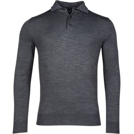 Baileys Trui Merino Blend Pullover Polo Collar Buttons Single Knit Dark Grey / male