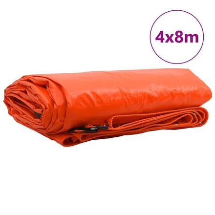 vidaXL - Zeil - 650g - / - m² - Oranje - 4 - x - 8 - m - Canvas - met - PVC-coating
