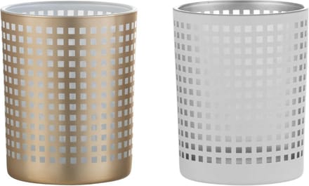 Theelichthouder Modern Glas Wit/Beige 2 st. - 12.5 cm