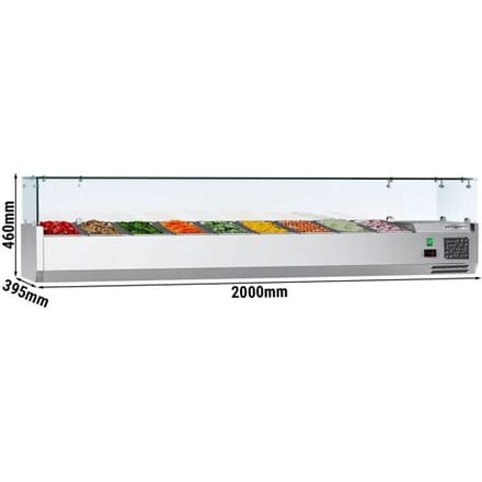 GGM Gastro Kühlaufsatzvitrine ECO - 2000x395mm - 9x GN 1/3 Zilver