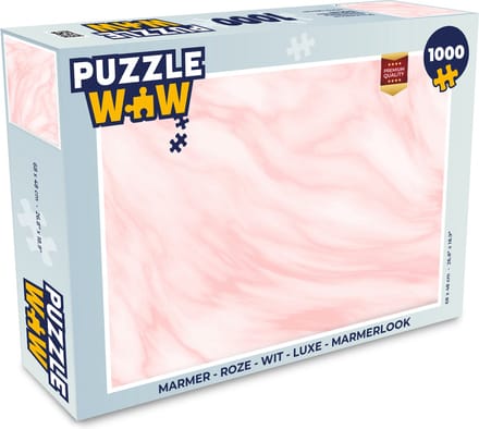 Puzzel Marmer - Roze - Wit - Luxe - Marmerlook - Legpuzzel - Puzzel 1000 stukjes volwassenen