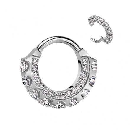 Piercing titanium forward front en inside steentjes 1.2x8 - zilver - LMPiercings