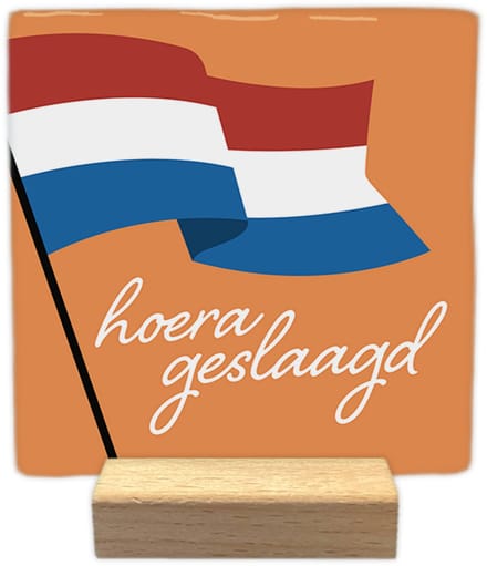 Hoera geslaagd - Keramische decoratie tegel met tekst - Geslaagd