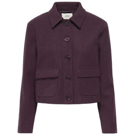 Jacqueline de Yong bordeaux dames jas   Punt kraag   Regular fit   Klepzakken   Gemeleerd patroon   Knoopsluiting   Lange mouw Bordeaux S
