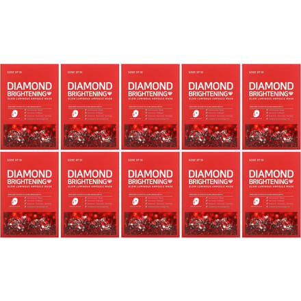 SOME BY MI, Glow Luminous Ampoule Beauty Mask, Diamond Brightening, 10 packs, 25g each brown